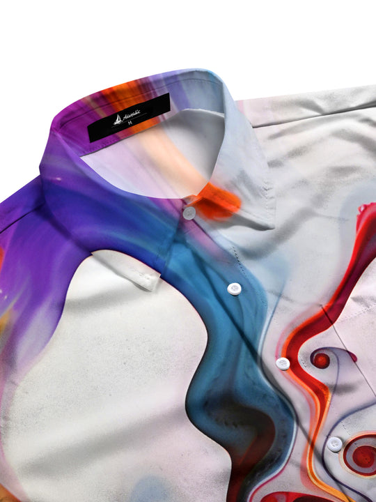 Men's Art Gradient Swirl Pocket Half Sleeve Shirt Side View