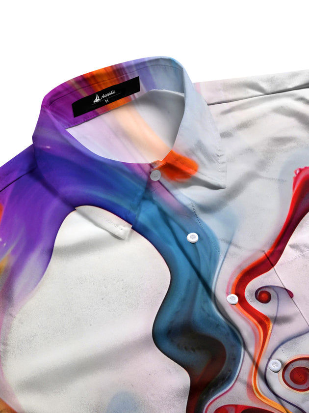 Men's Art Gradient Swirl Pocket Half Sleeve Shirt Side View