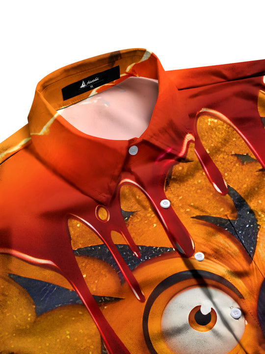 Men's spooky screaming monster bat half sleeve shirt side view