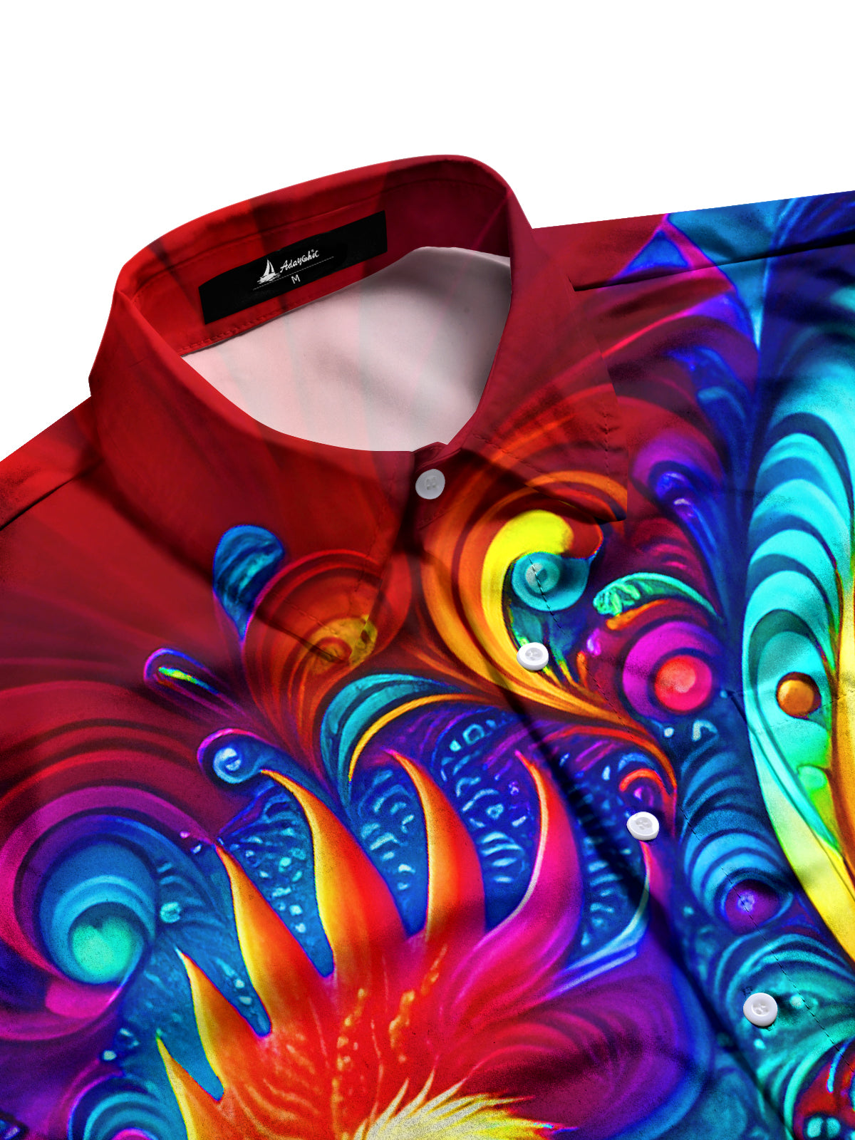 Hawaiian Colorful Rooster Swirl Men's Pocket Short Sleeve Shirts