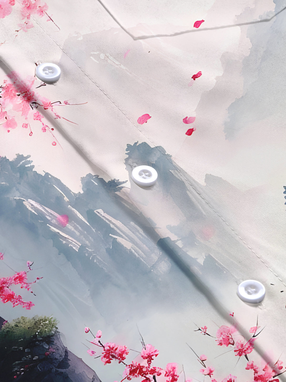 Mountain Floral Men's Pocket Long Sleeve Shirts