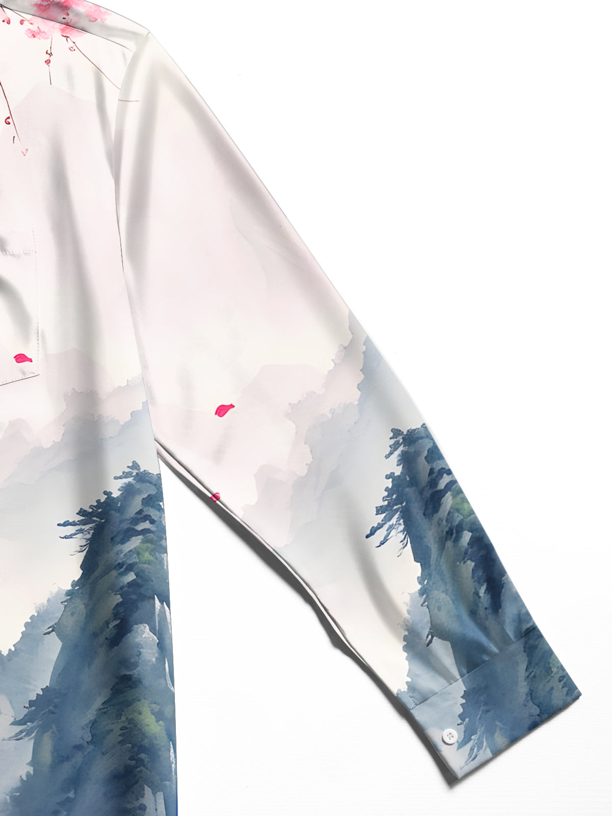 Mountain Floral Men's Pocket Long Sleeve Shirts