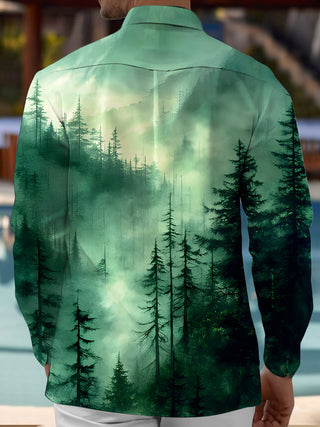men forest green long sleeve shirt back view