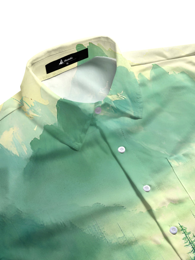 men olive long sleeve shirt side view