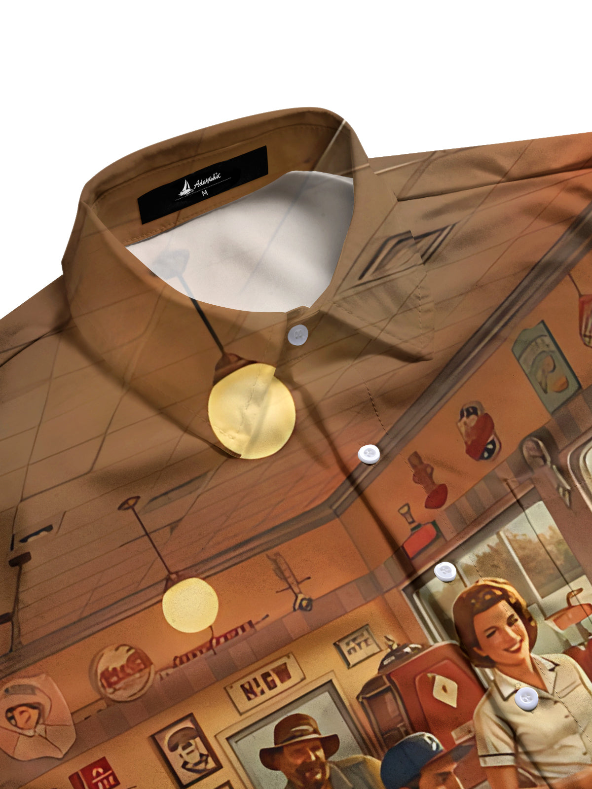 Retro Baseball Character Print Men's Pocket Short Sleeve Shirts