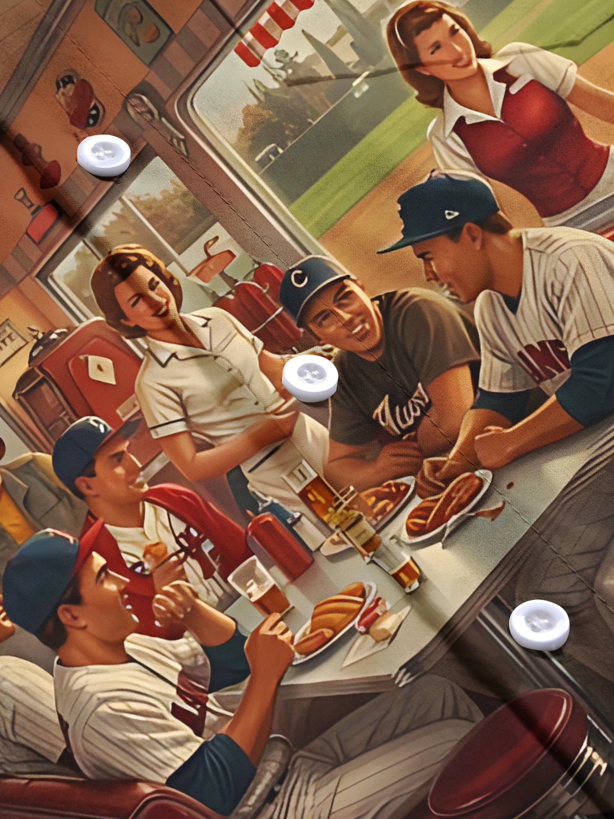 Retro Baseball Character Print Men's Pocket Short Sleeve Shirts