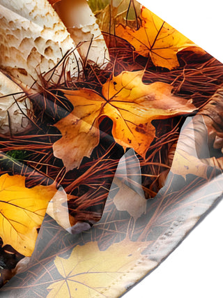 Men's autumn mushroom maple leaf print short sleeve shirt lifestyle view
