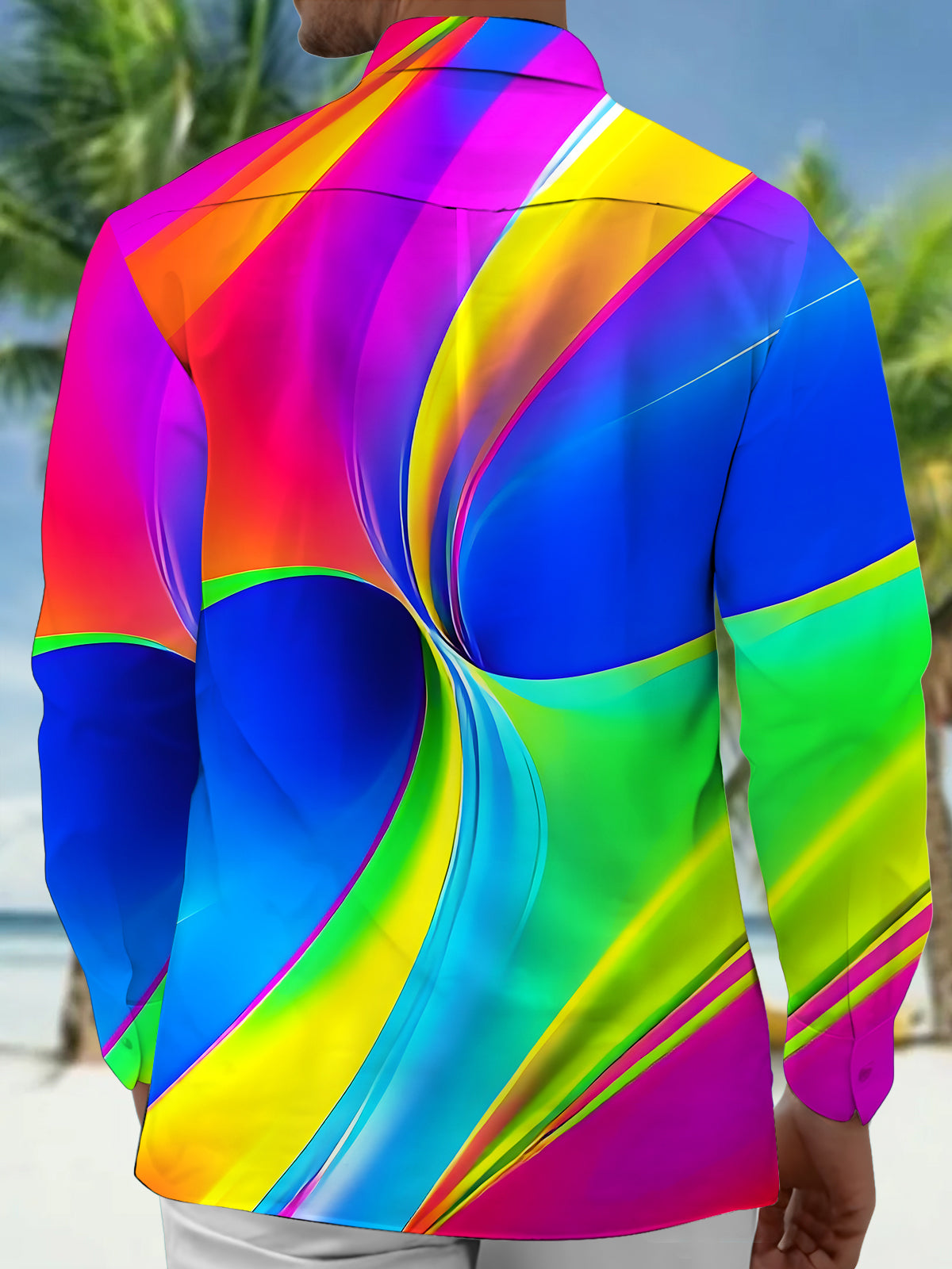 Tie Dye Men's Pocket Long Sleeve Shirts