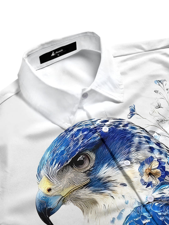 men's floral short sleeve flat lay shirt