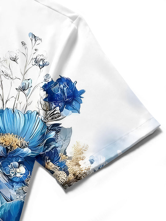 Men's eagle floral short sleeve shirt lifestyle view