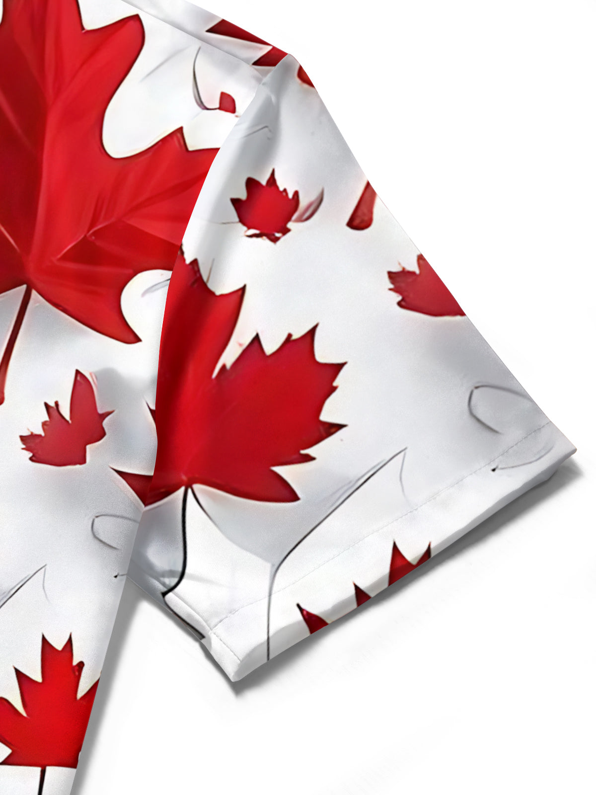 Maple Leaf Print Men's Pocket Short Sleeve Shirts
