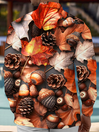 men's autumn solid pocket long sleeve shirt back view