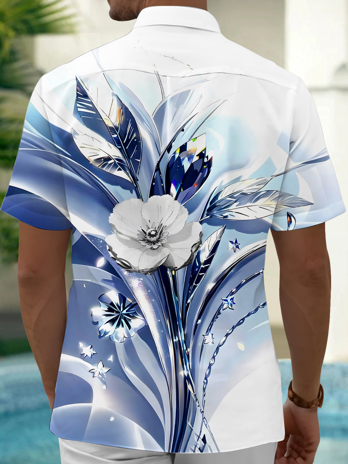 Floral Men's Pocket Short Sleeve Shirts