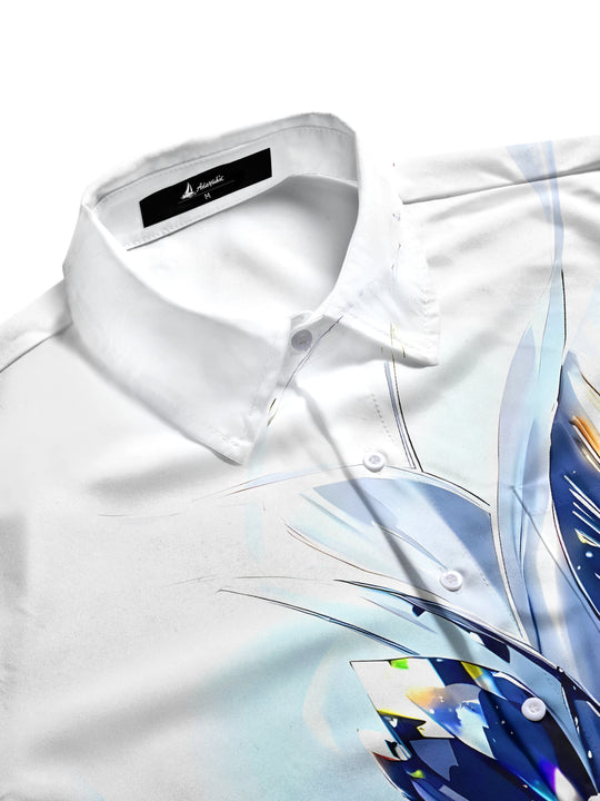Men's floral pocket short sleeve shirt flat lay