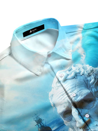 men's ocean pattern shirt side view