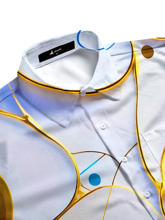 men's art print shirt close-up short sleeve