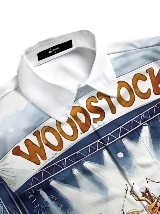 men's guitar print shirt side view