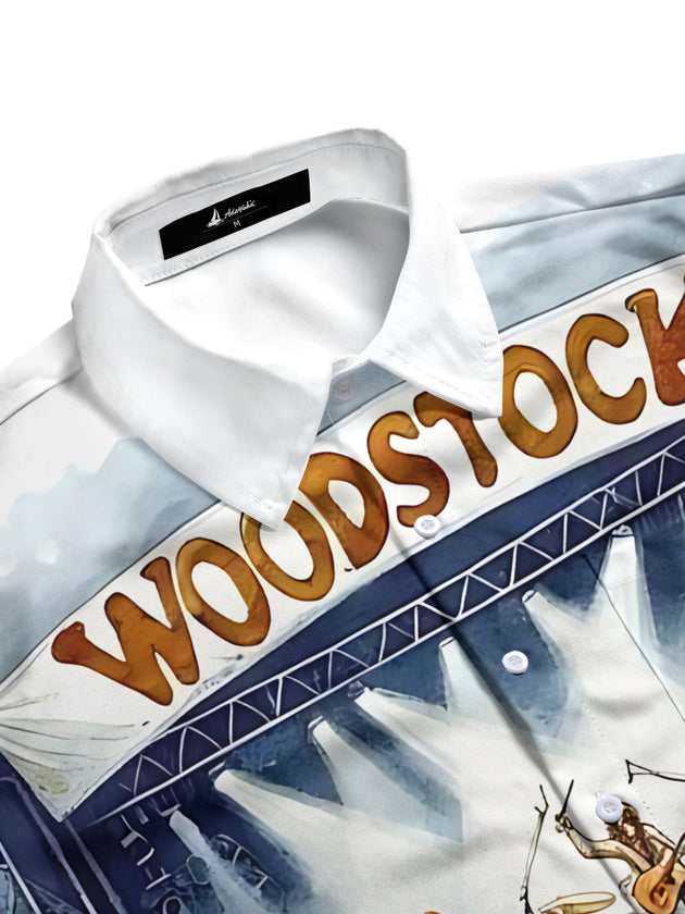 men's guitar print shirt side view