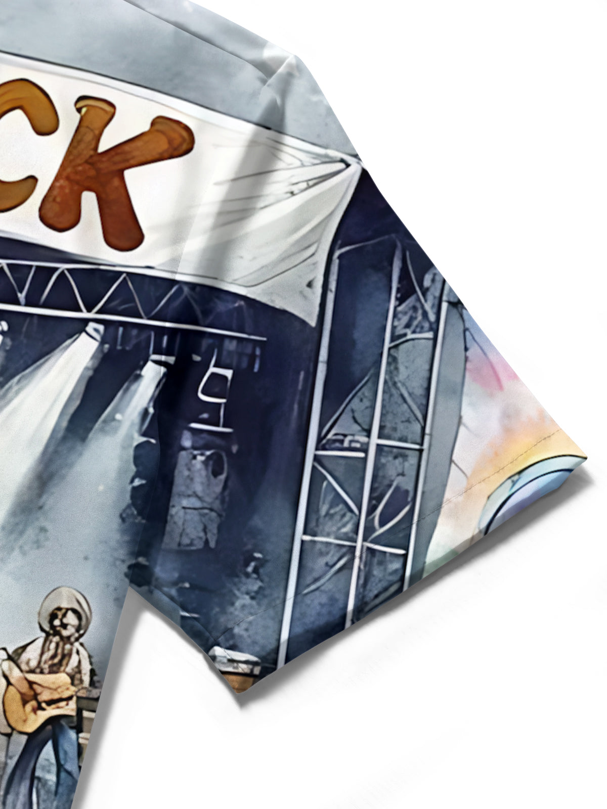 Music Festival Band Print Men's Pocket Short Sleeve Shirts