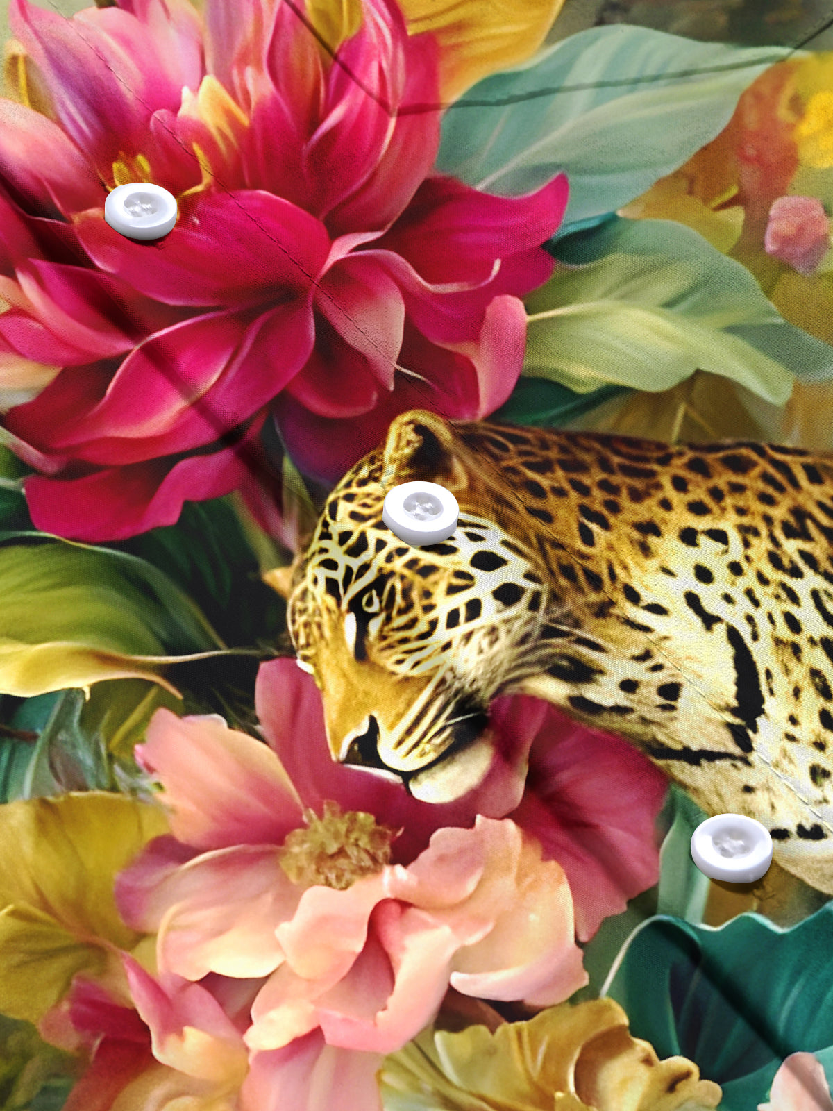 Cheetah Floral Men's Pocket Short Sleeve Shirts