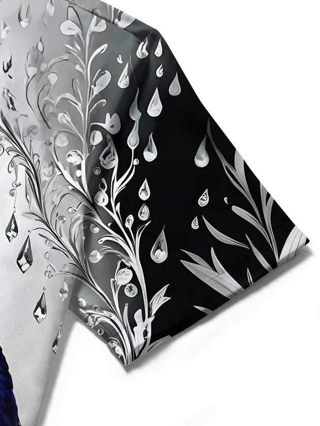 men's floral shirt close-up short sleeve