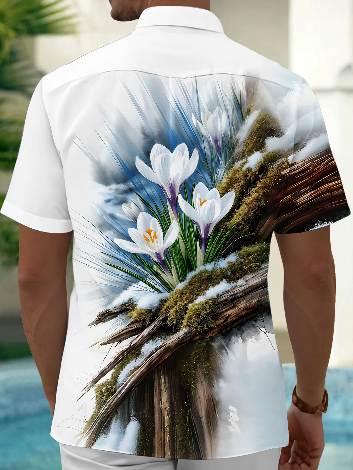 Floral Men's Pocket Short Sleeve Shirts
