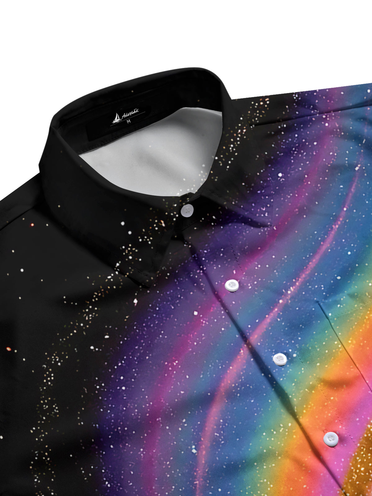 Cosmic Galaxy Print Men's Pocket Long Sleeve Shirts