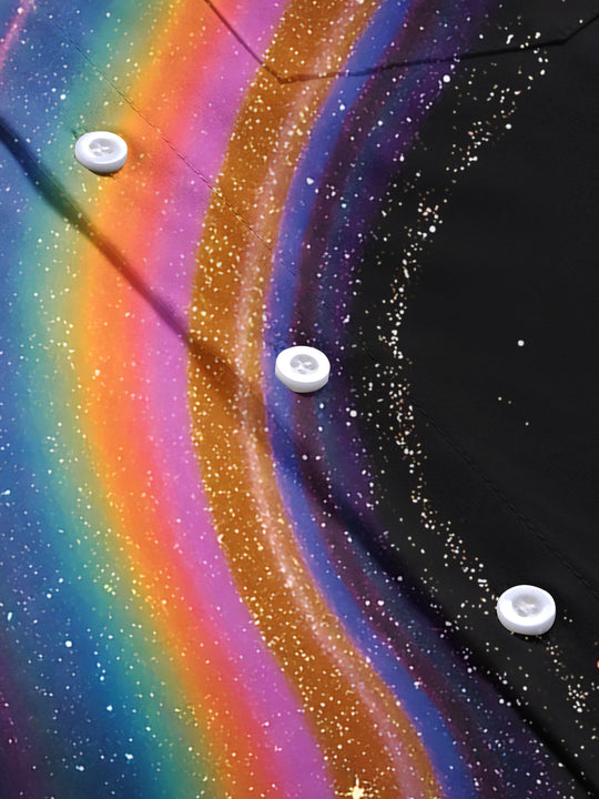 men's galaxy print long sleeve flat lay shirt