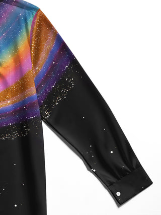 men's galaxy print shirt close-up full sleeve