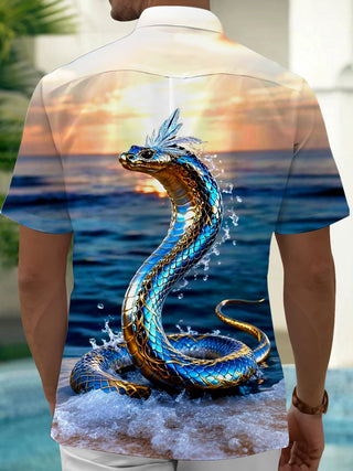 men's reptile print shirt back view
