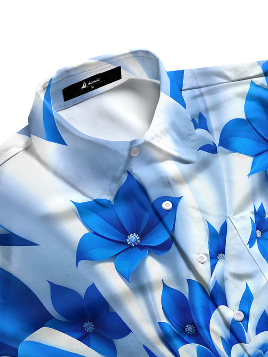 men's floral short sleeve flat lay shirt