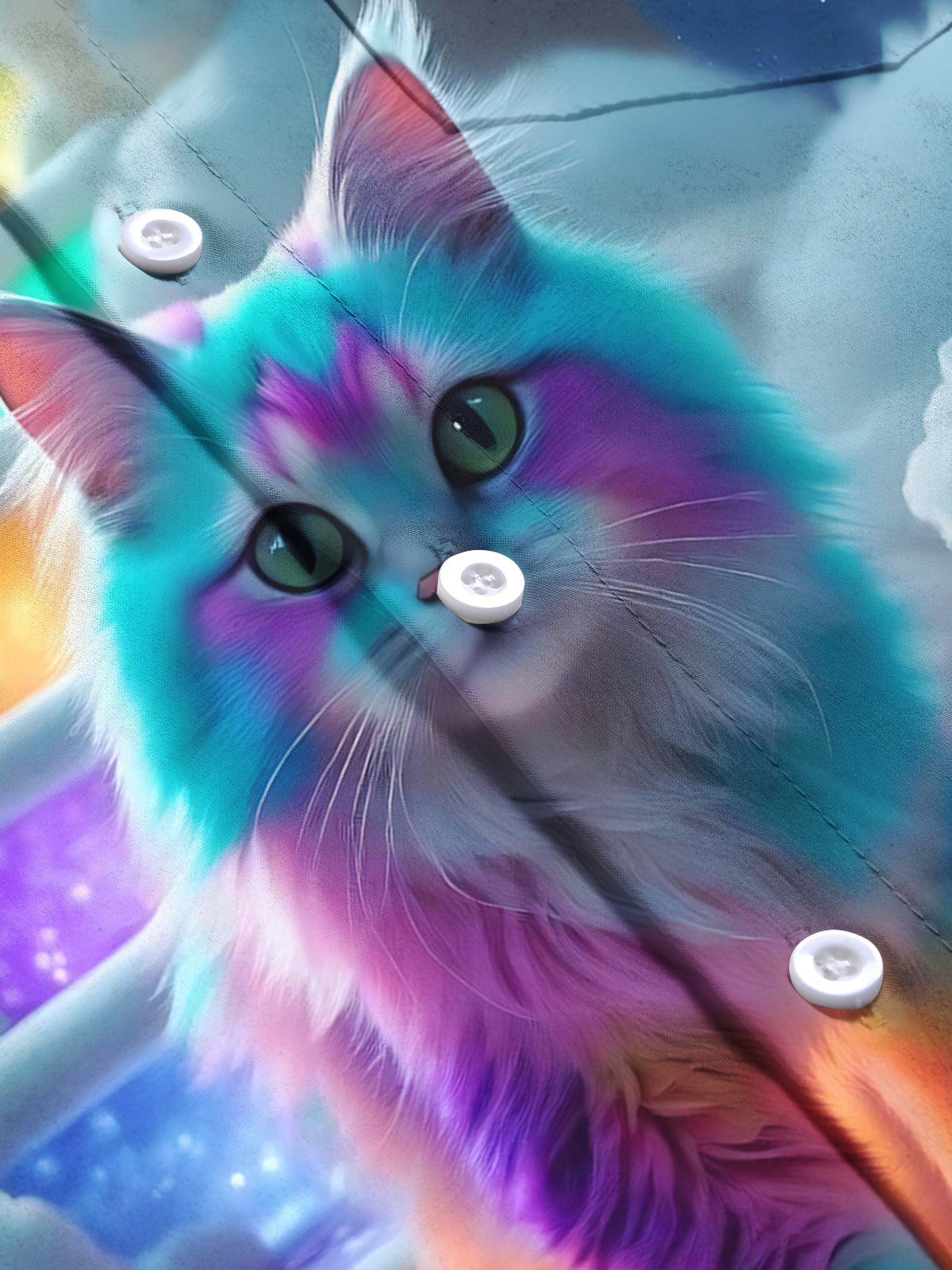 Cat Print Men's Pocket Short Sleeve Shirts