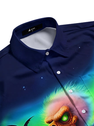 men's horror print shirt side view