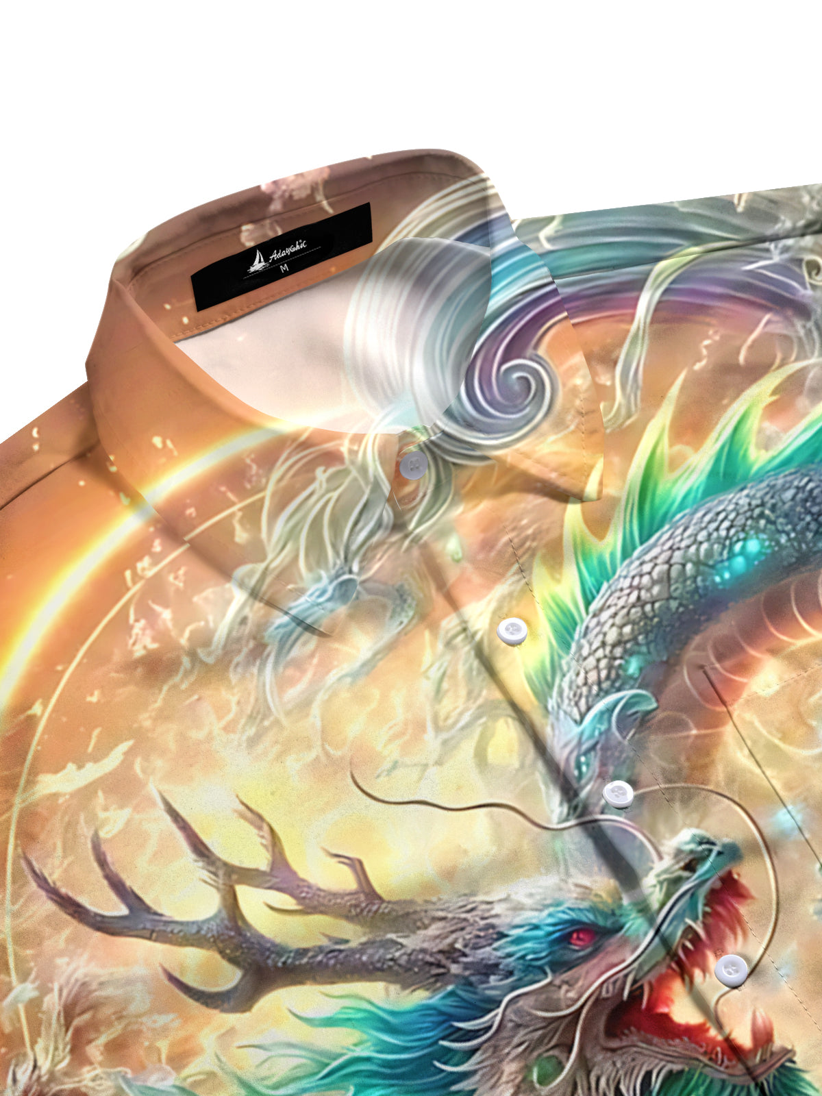 Dragon Print Men's Pocket Short Sleeve Shirts