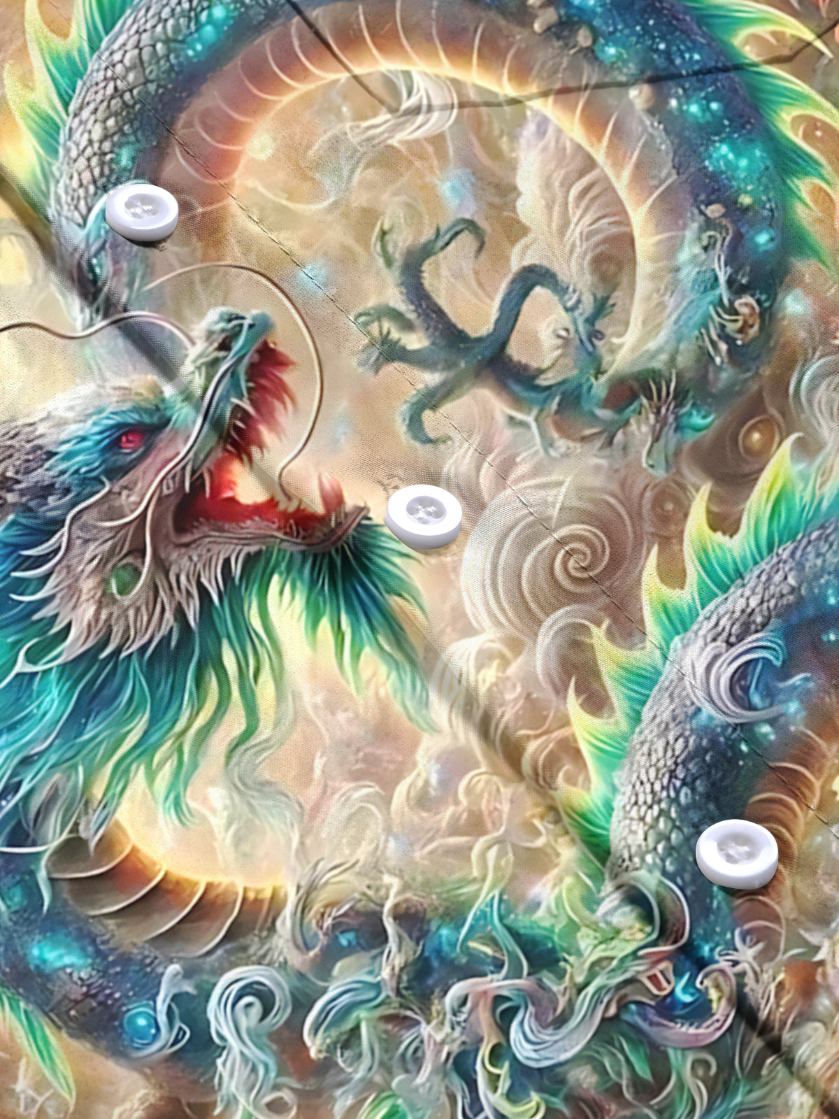 Dragon Print Men's Pocket Short Sleeve Shirts