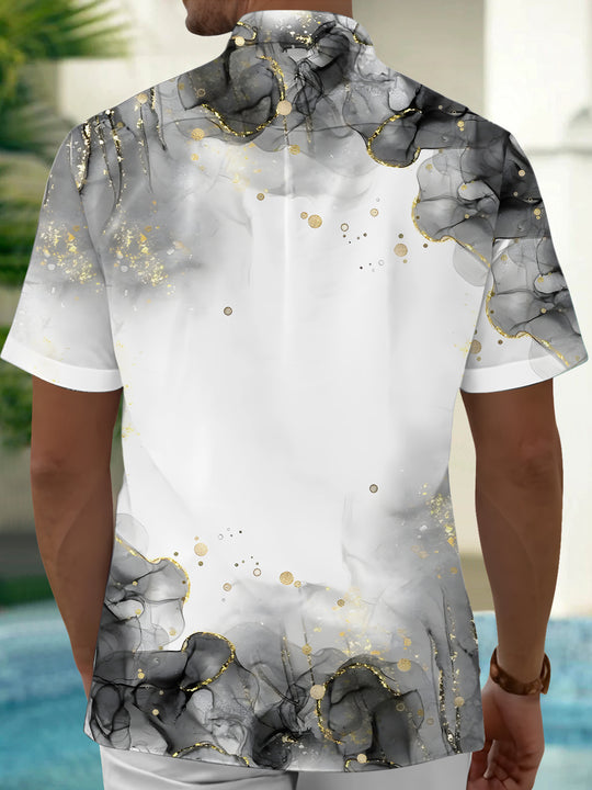 Men's abstract print short sleeve shirt back view
