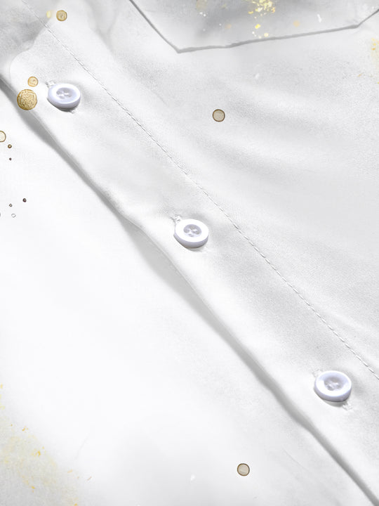 men's abstract print short sleeve flat lay shirt