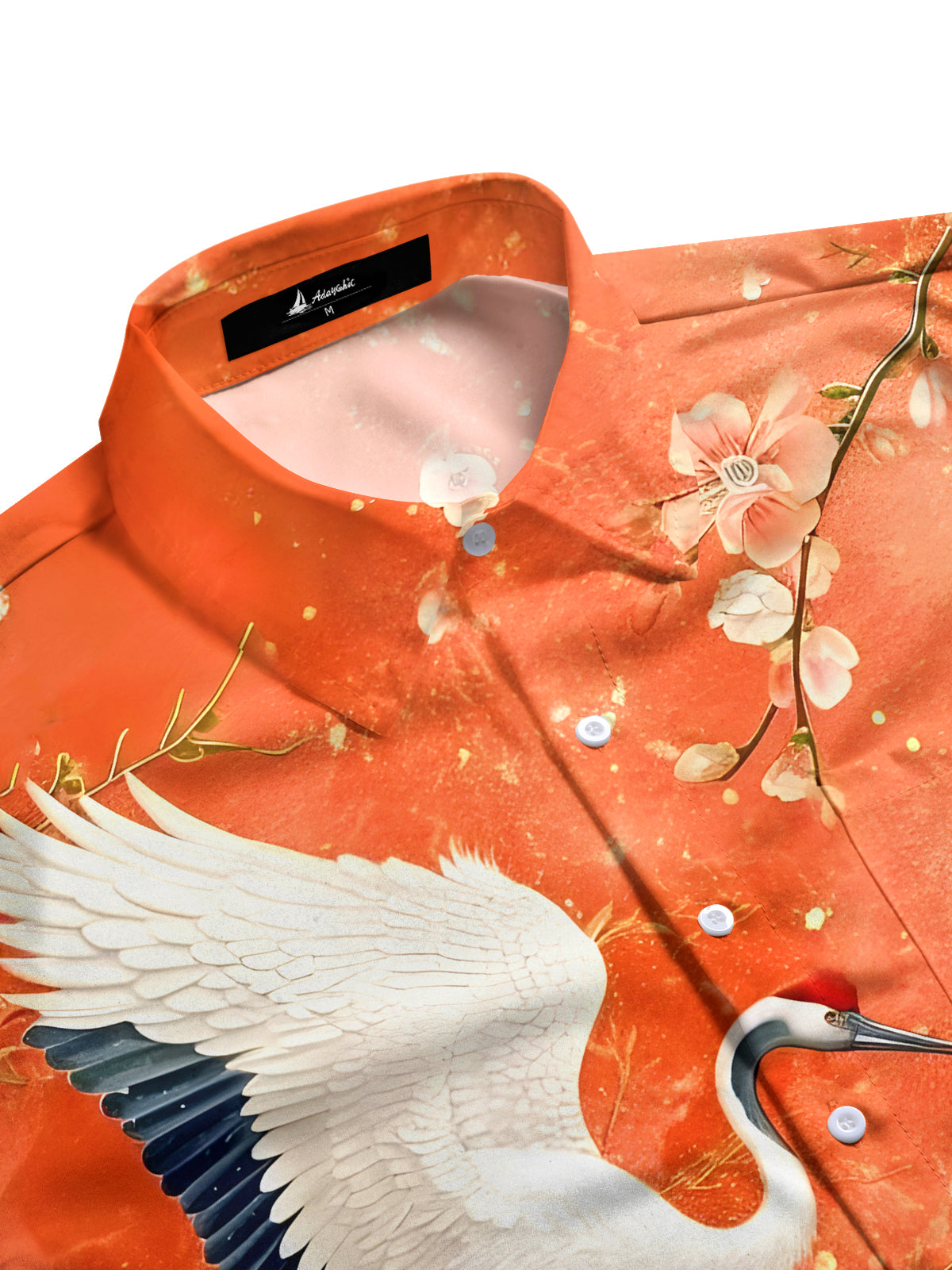 Crane Floral Men's Pocket Short Sleeve Shirts