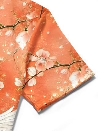 men's floral shirt close-up short sleeve