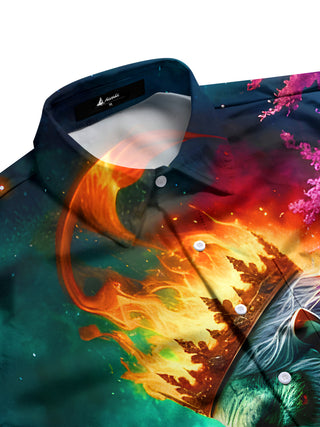 men's beach print shirt side view