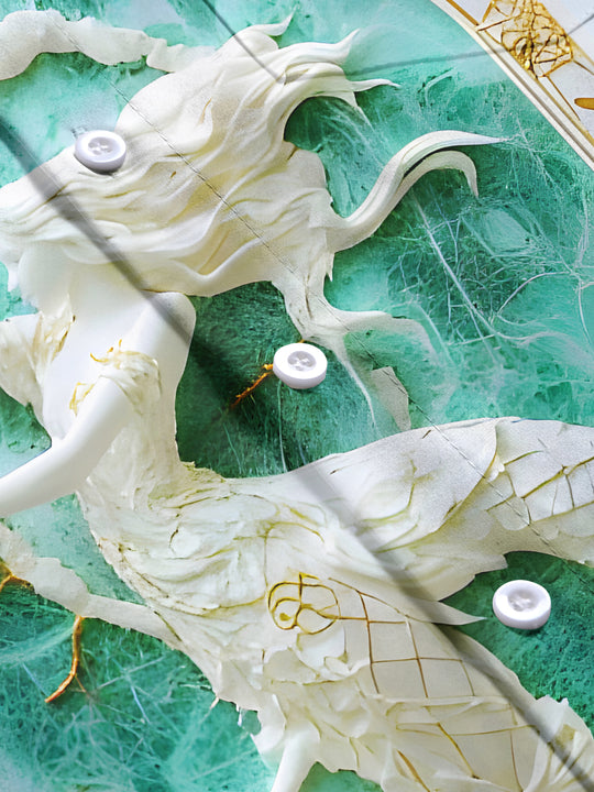 Men's short sleeve Art Mermaid Relief shirt flat lay pattern detail