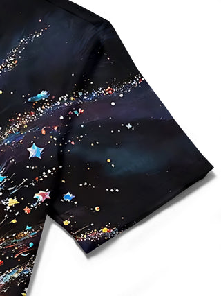 Men's Cake Print Short Sleeve Shirt Close-Up Detail View