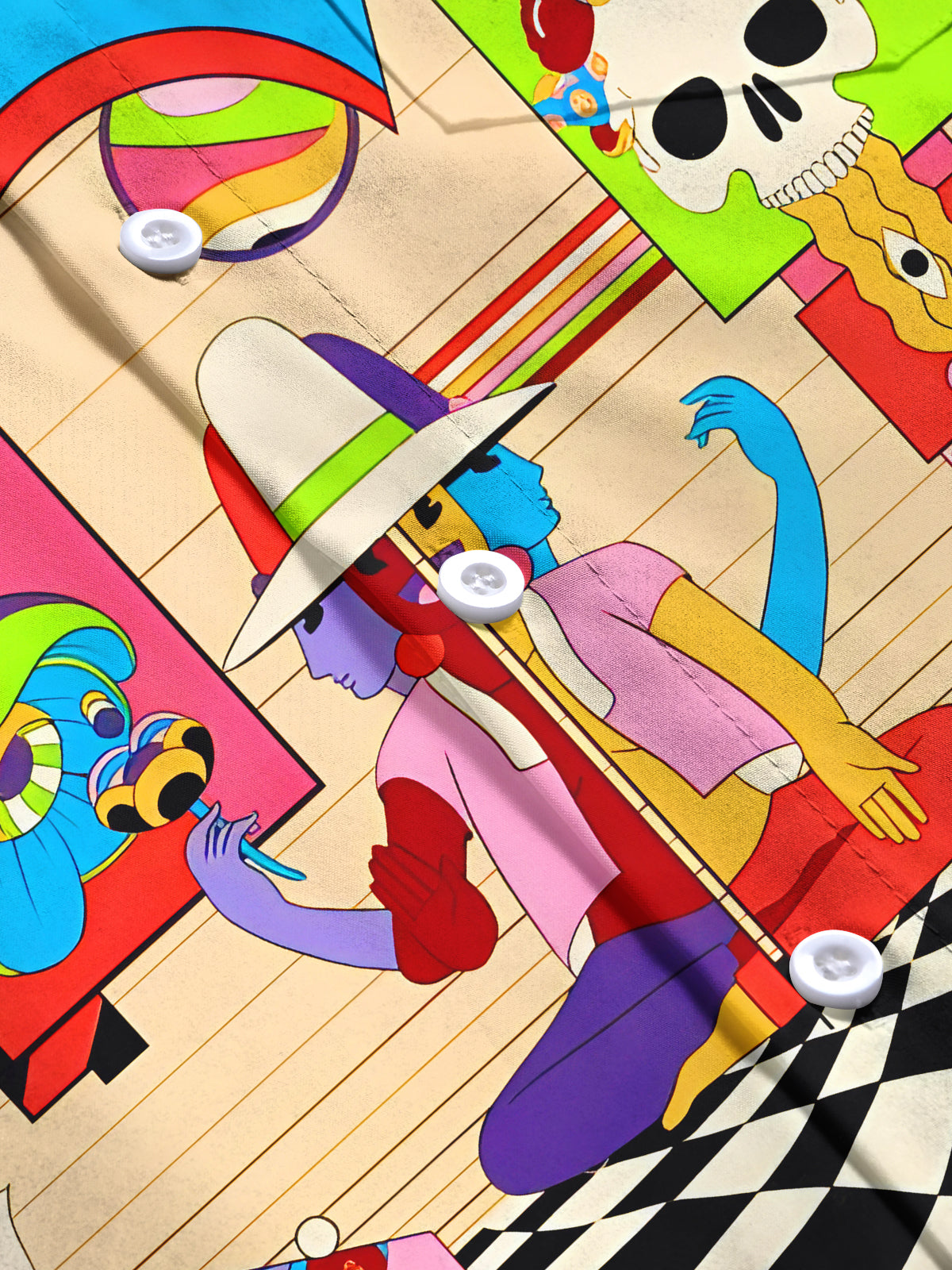 Art Abstract Colorful Geometric Blocks Men's Pocket Short Sleeve Shirts