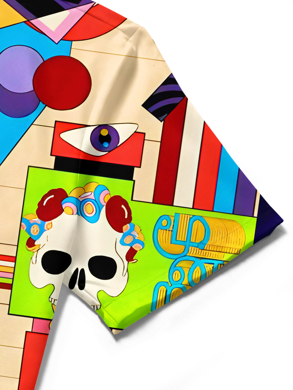 Art Abstract Colorful Geometric Blocks Men's Pocket Short Sleeve Shirts