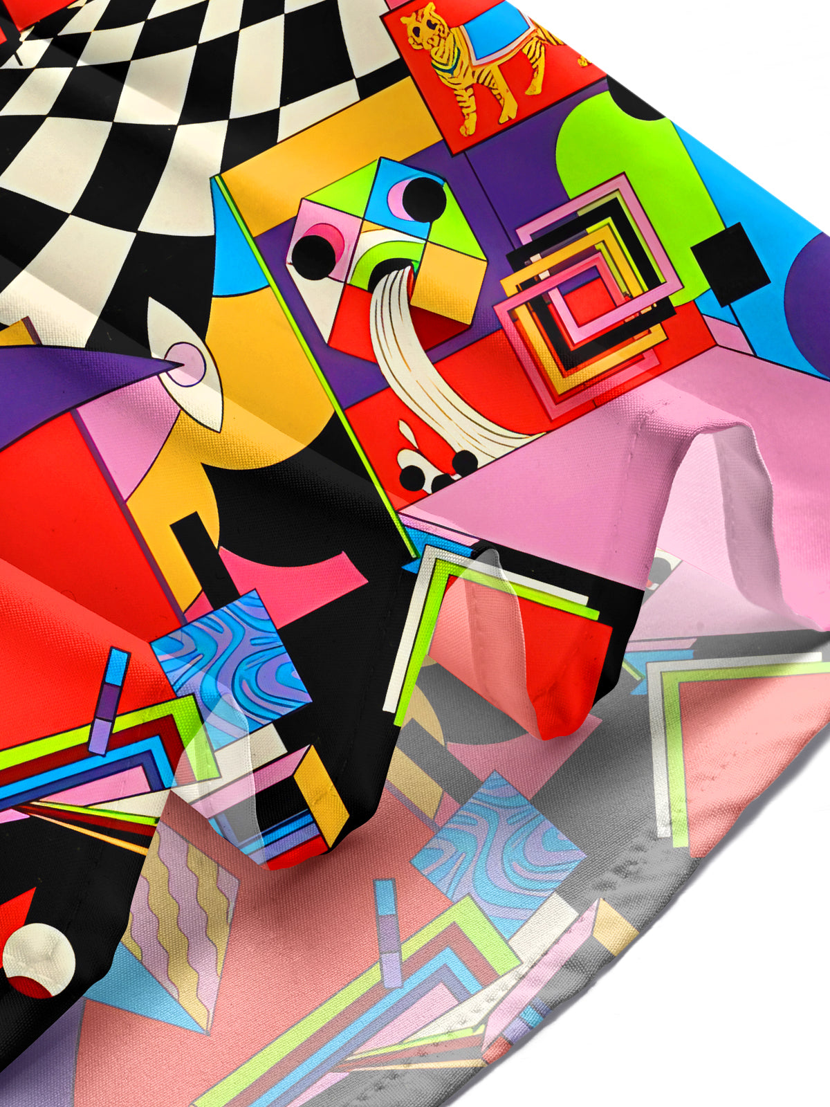 Art Abstract Colorful Geometric Blocks Men's Pocket Short Sleeve Shirts