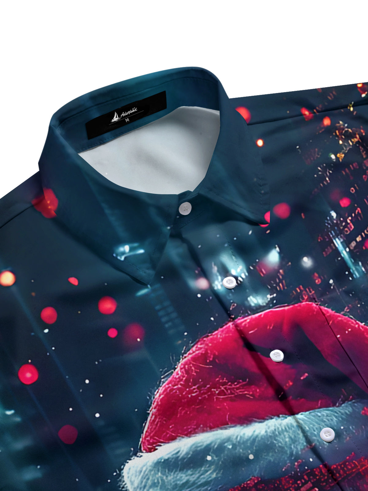 Santa Claus Print Men's Pocket Short Sleeve Shirts