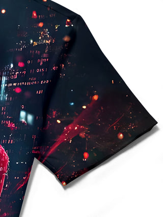 men's printed shirt close-up short sleeve