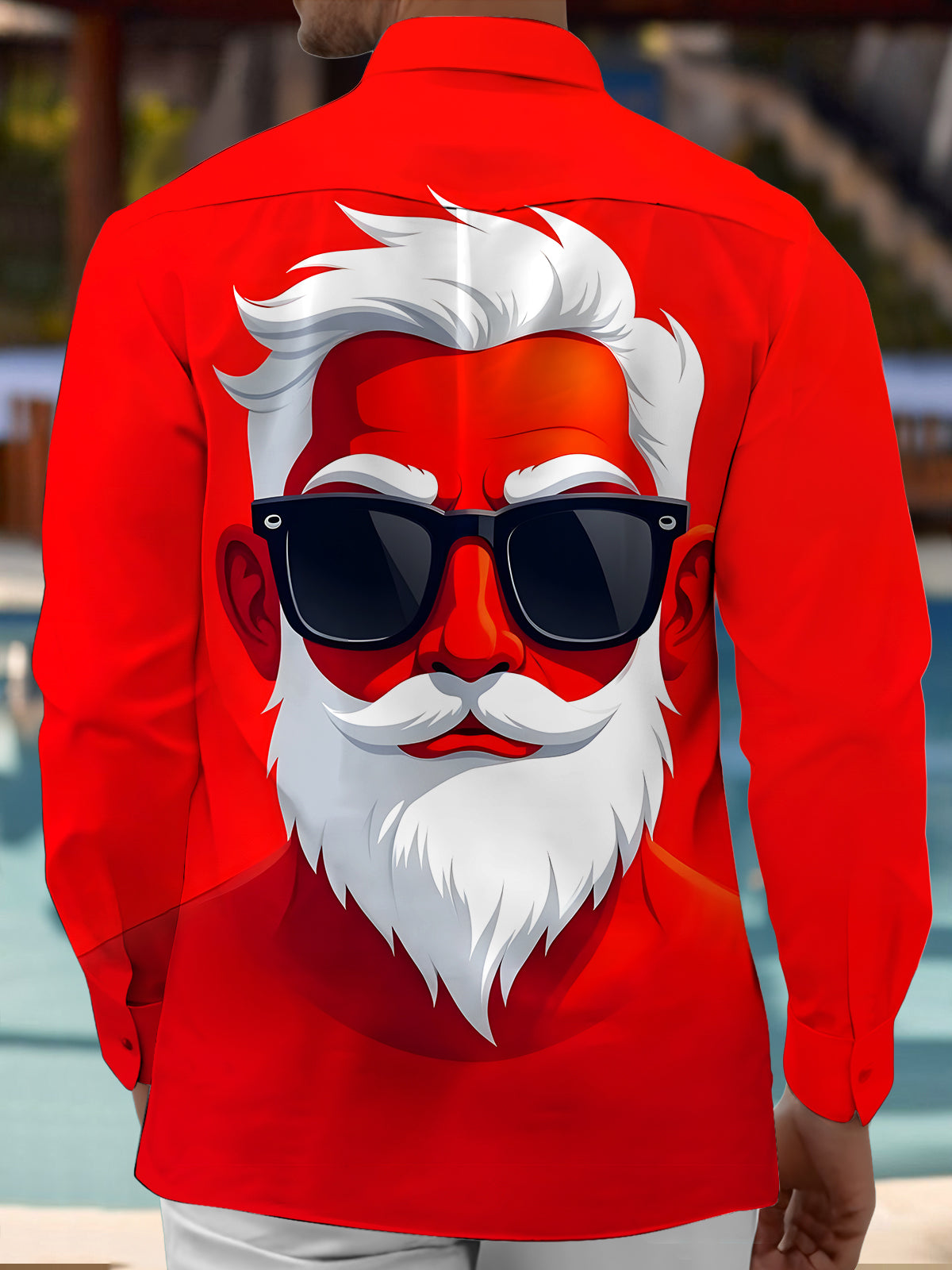 Christmas Santa Claus Men's Pocket Long Sleeve Shirts