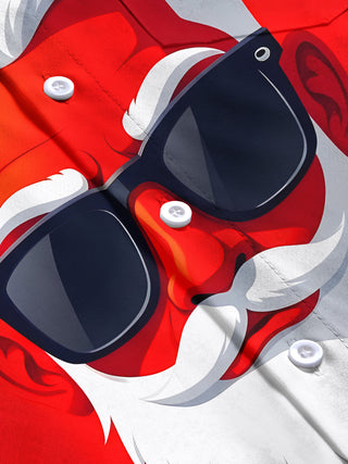 Men's Christmas Santa Claus print long sleeve shirt flat lay