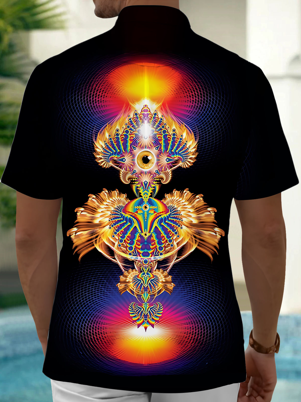 Abstract Art Print Men's Pocket Short Sleeve Shirts